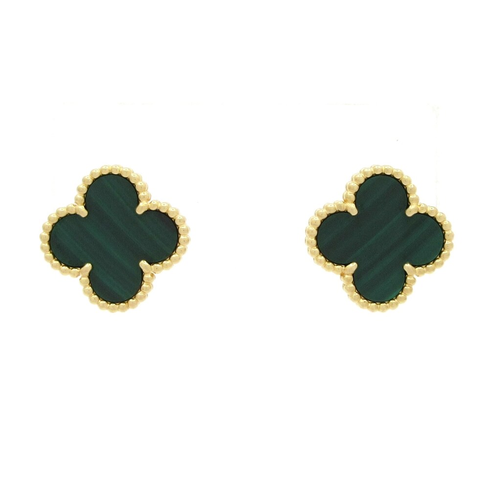Van Cleef & Arpels Vintage Alhambra Earrings VCARO3QL00 18K Yellow Gold Green